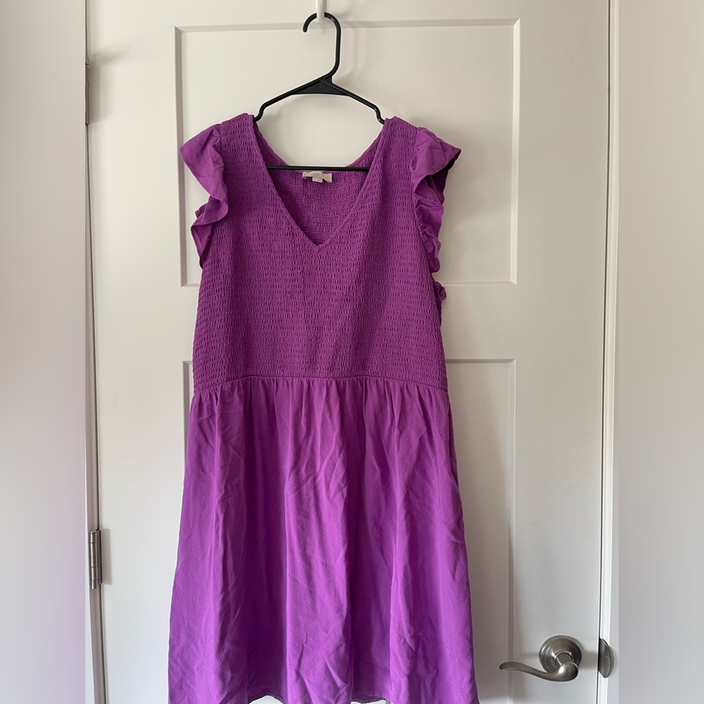 LOFT Outlet Magenta flutter sleeve dress